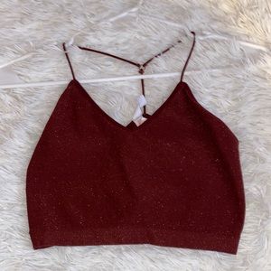 cropped sparkly top, target, small, crisscross back